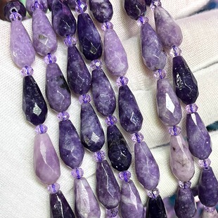 天然紫云母散珠切面水滴手链项链半成品DIY紫水晶手串珠饰品配饰