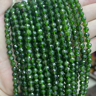 天然绿透辉石圆珠切面水晶珠散珠手链项链半成品串珠DIY手串饰品