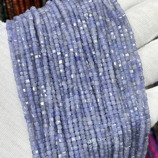 天然坦桑石方糖切面散珠手链项链半成品DIY正方形水晶手串珠饰品