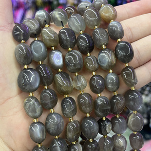 天然灰月光石散珠随形水晶原石手链项链DIY半成品手串饰品配件珠