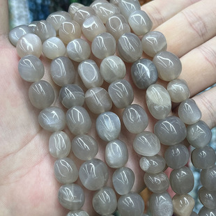 天然水晶灰月光石散珠随形碎石手链项链日光石DIY半成品手串饰品