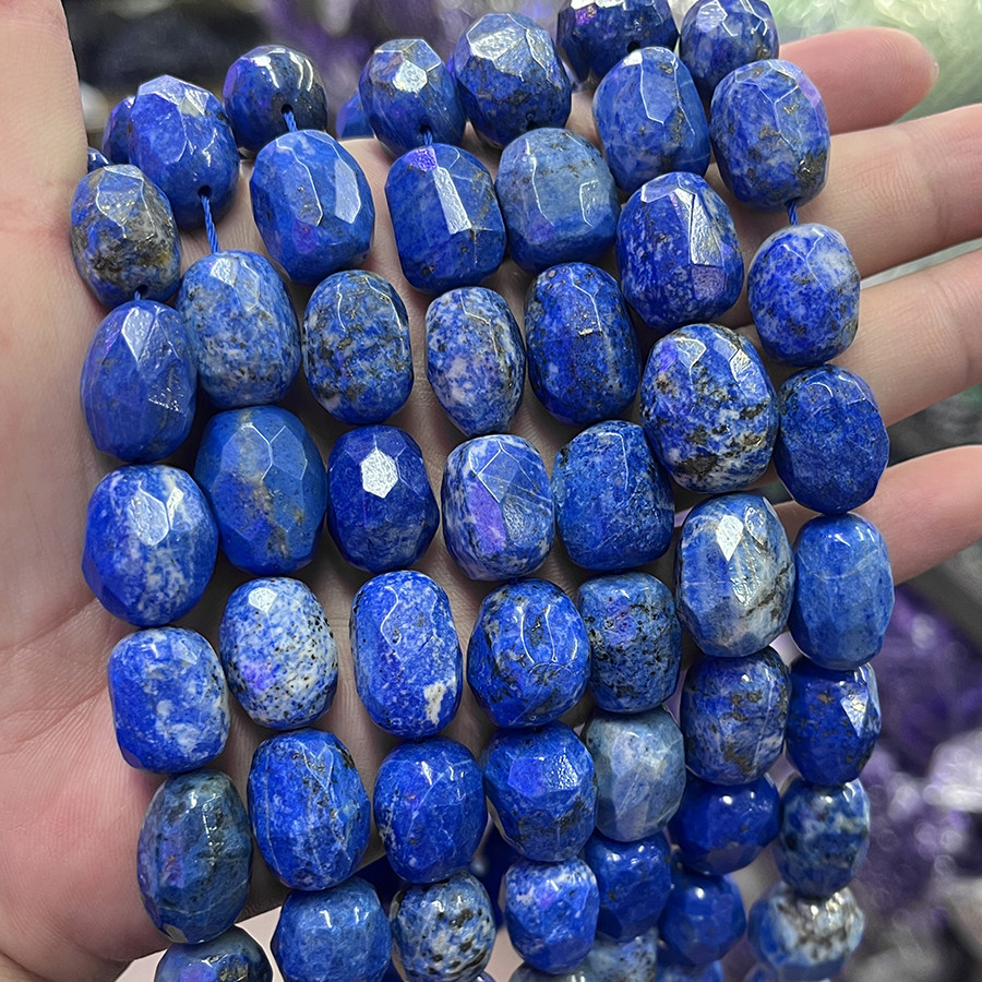 天然青金石随形切面散珠手链项链半成品DIY水晶原石手串珠饰品