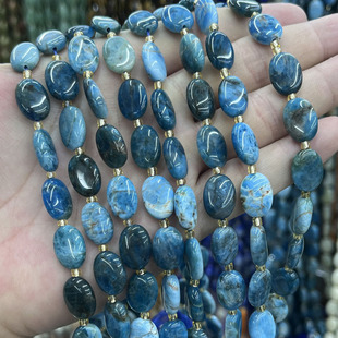 天然蓝磷灰石散珠旦形手链项链串珠珠宝DIY半成品手串饰品配件珠