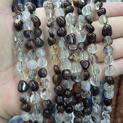 天然绿幽灵石散珠水晶diy手串