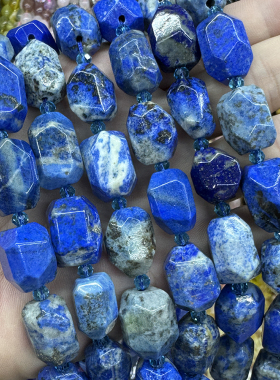 天然青金石散珠蓝水晶不定形切面手链项链珠DIY半成品手串珠饰品