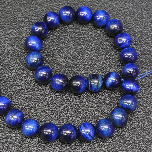 天然青金蓝虎眼石散珠半成品虎晴石圆珠 diy手工串珠手链项链水晶
