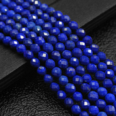 天然青金石散珠子切面刻面半成品 diy青金圆珠小颗粒串珠手链项链