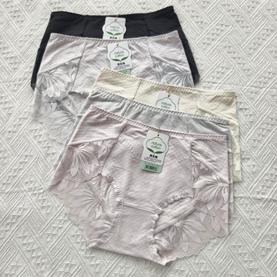 魅力宝贝品牌1062款女士内裤 原生棉拼蕾丝性感中腰女三角短底裤