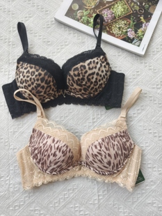 原249品牌撤柜内衣 无钢圈性感豹纹聚拢海藻纤维yu文胸 小胸中厚款