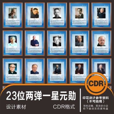 中国科学家23位两一星元勋功勋设计图展板海报素材名人名言CDR