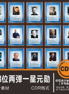 中国科学家23位两弹一星元勋功勋设计图展板海报素材名人名言CDR