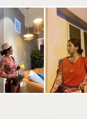 长袖甜美风网纱女T恤上衣