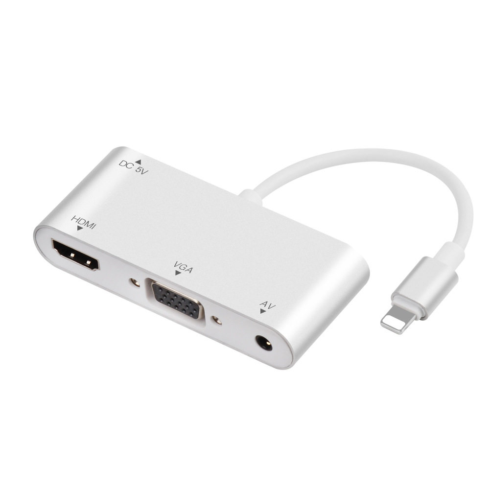 适用lightning转HDMI VGA 四合一同屏器 苹果手机hdmi高清转换器