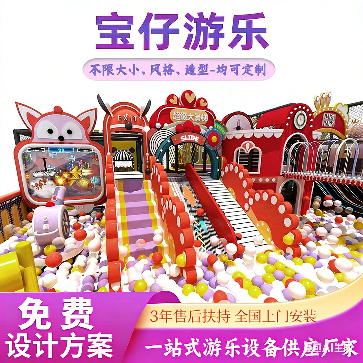 滑滑梯蹦床球池打谷场组合设施幼儿园景区游乐场设备定做儿童乐园,玩具/童车/益智/积木/模型,大型组合式游乐设备,淘宝优惠券,粉丝福利购,淘宝优惠卷