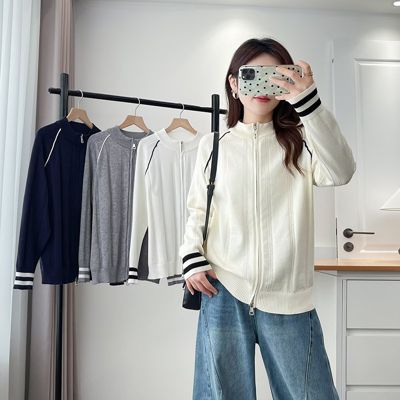 归来大码女装胖mm2025韩系立领拉链针织开衫秋冬洋气高级外套上衣