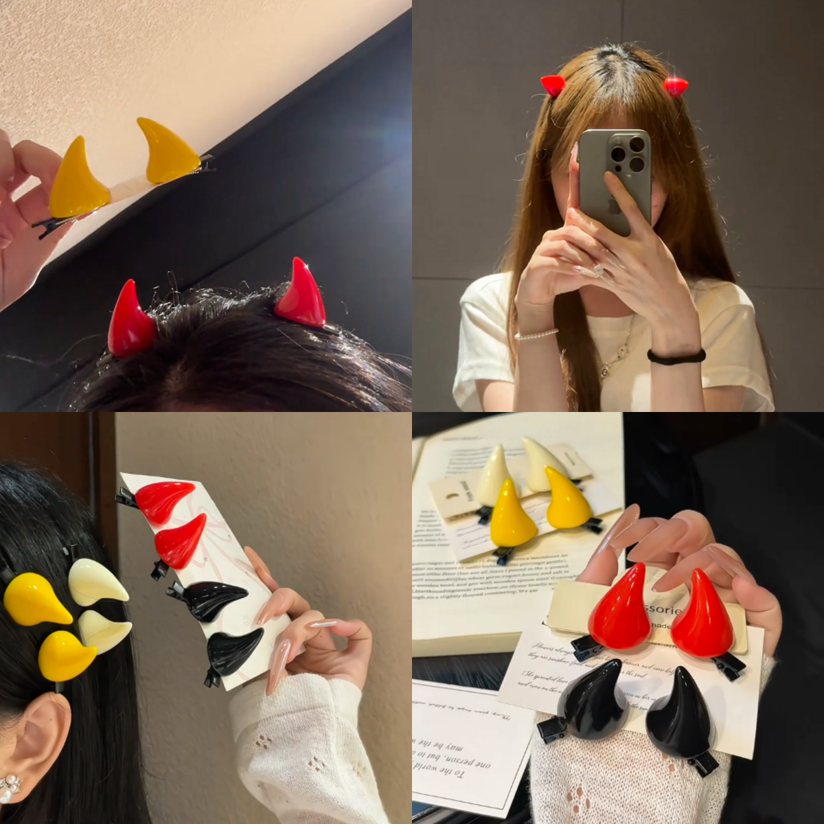 小恶魔角发夹女刘海侧边夹发卡
