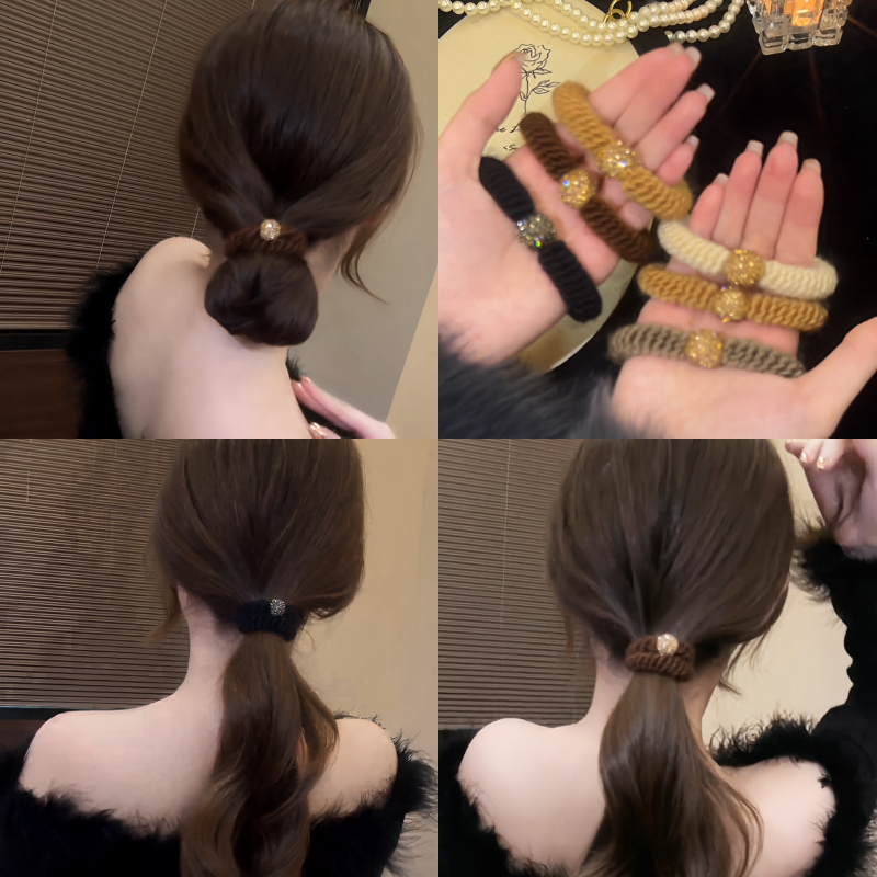 高级感水钻珠珠发圈女扎头发皮筋2024新款高端发绳扎马尾头绳头饰,饰品/流行首饰/时尚饰品新,发饰,淘宝优惠券,粉丝福利购,淘宝优惠卷