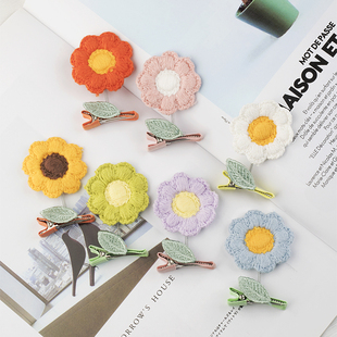 彩色会动小花朵毛线发夹女夏季 可爱发卡子头饰儿童 网红2022年新款