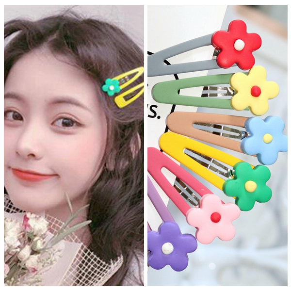 ins泫雅风少女心彩色花花bb夹边