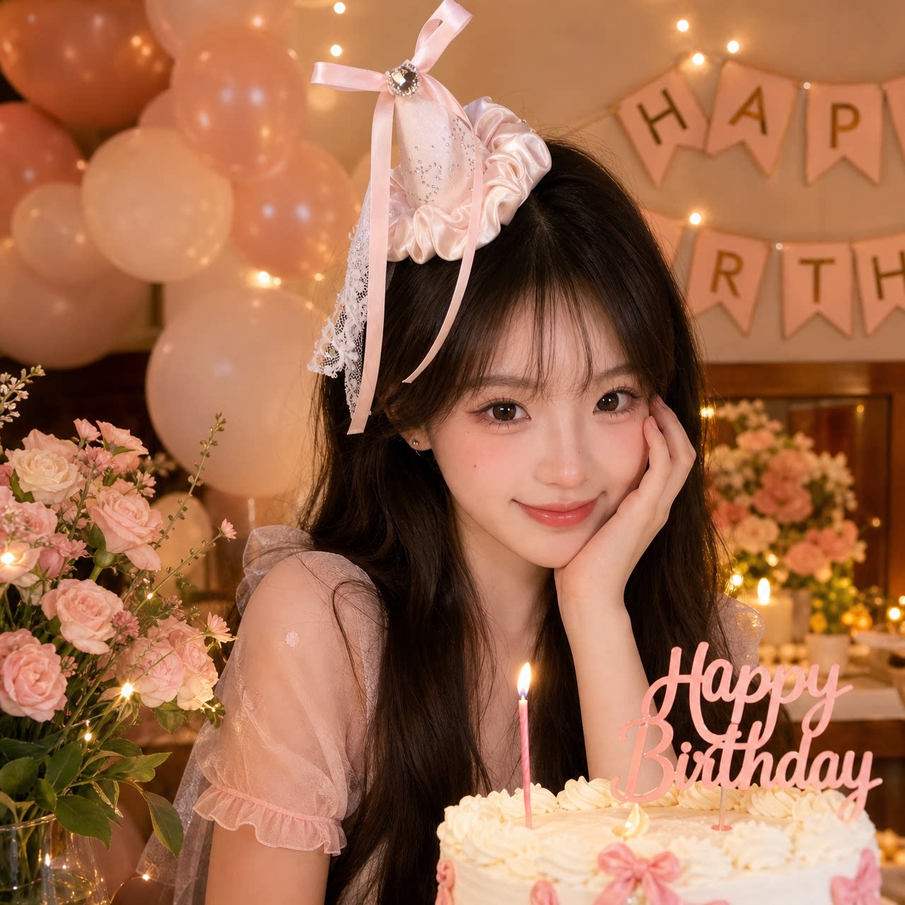 蝴蝶结生日帽子发夹女氛围感头饰