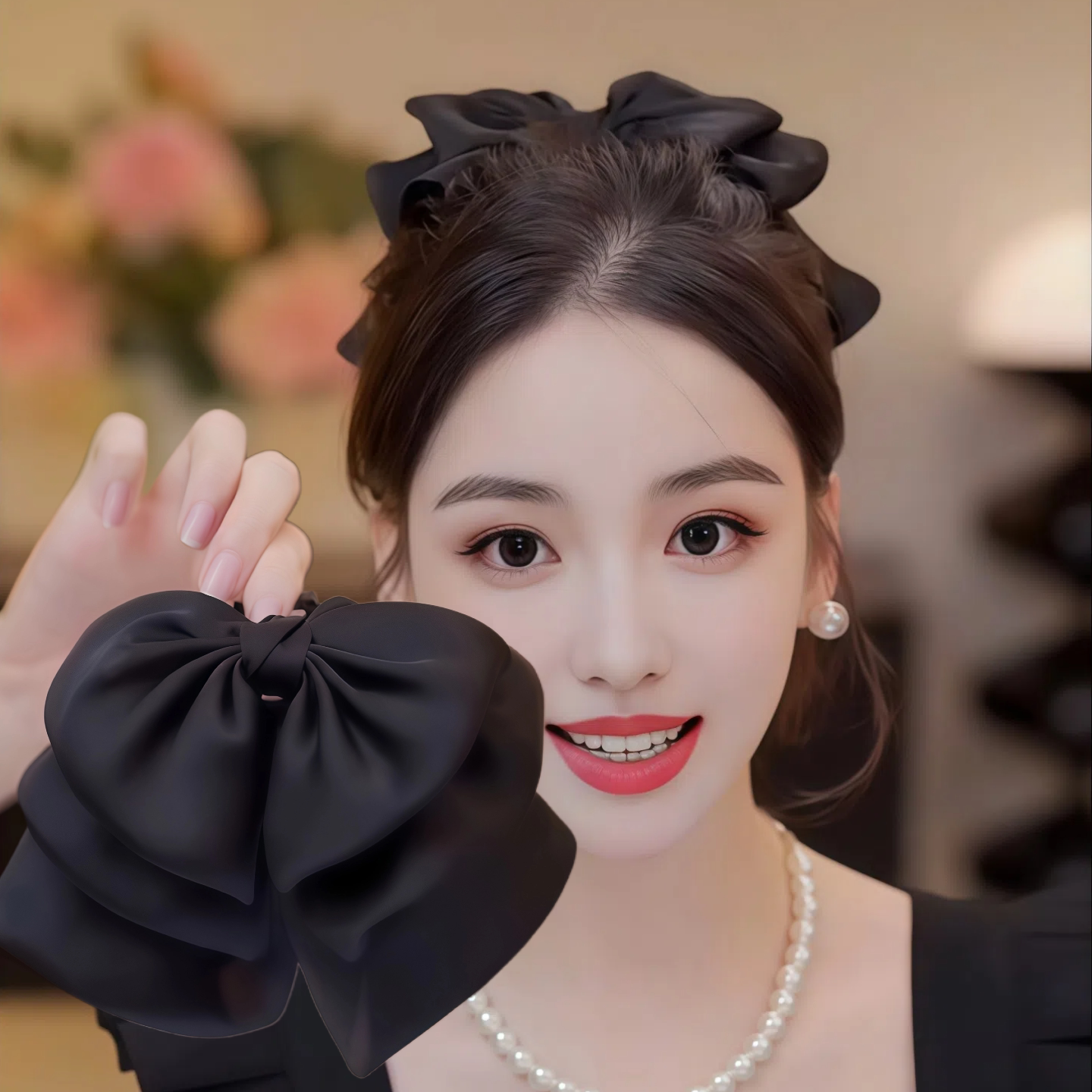 蝴蝶结发夹女后脑勺顶夹子头饰