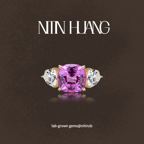 NITINHUANG培育热粉蓝宝石戒指