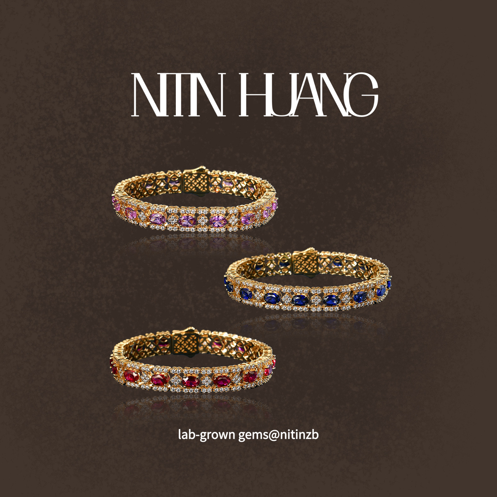 NITINHUANG培育宝石满钻手镯