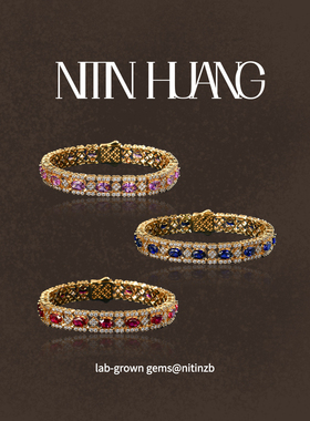 NITINHUANG 宫廷复古满镶手链 紫色蓝宝石手链 通体925银镀金