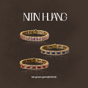 通体925银镀金 紫色蓝宝石手链 NITINHUANG 宫廷复古满镶手链