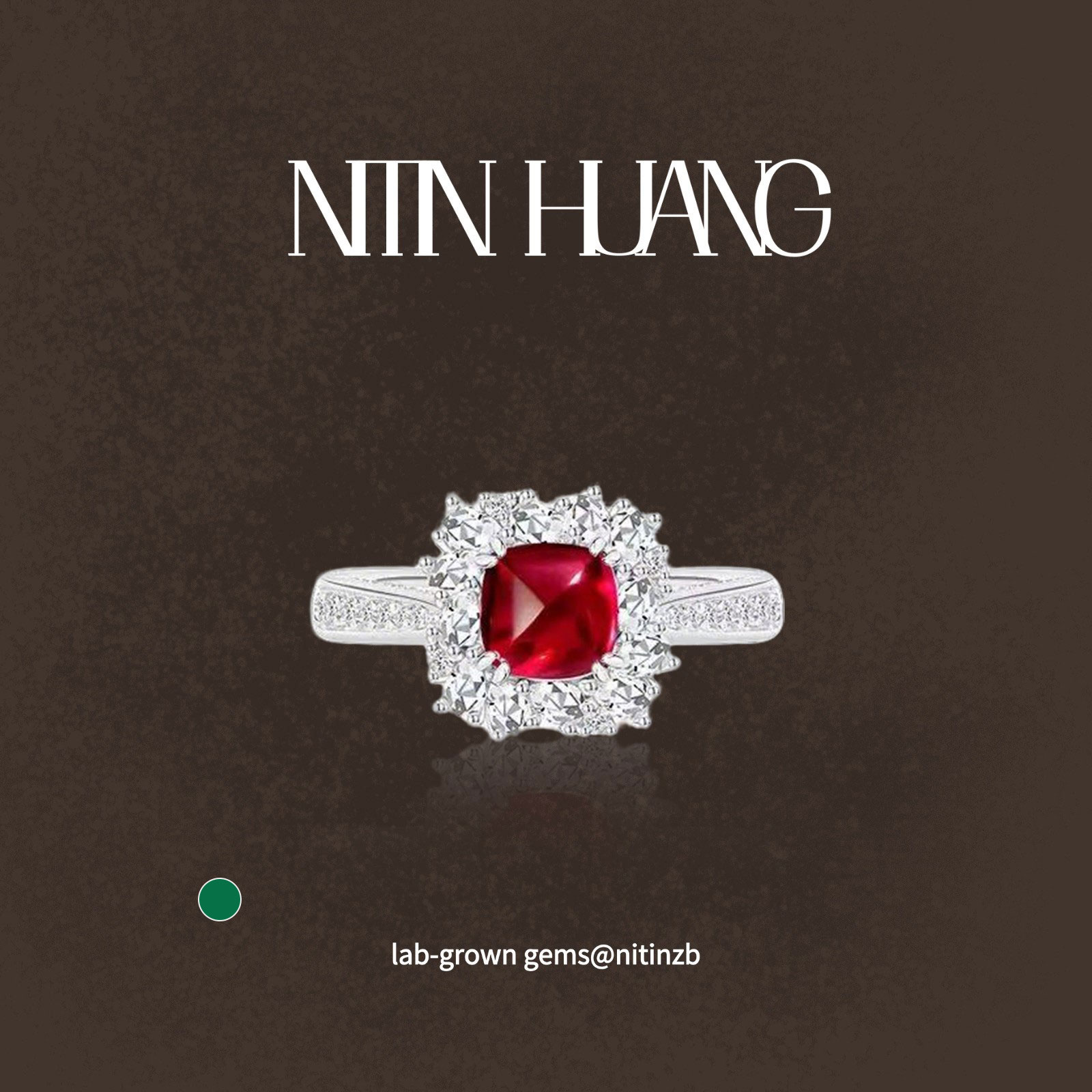 NITINHUANG培育红宝石纯银戒指