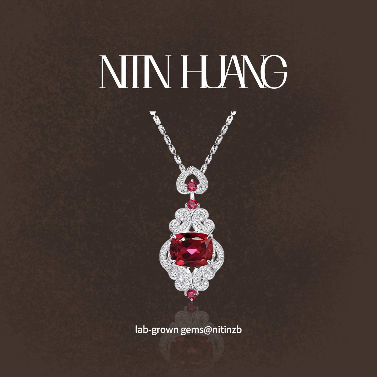 NITIN HUANG培育红宝石4克拉鸽血红吊坠新中式吊坠