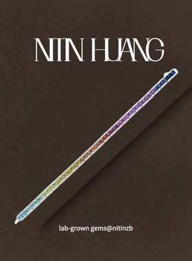 NITINHUANG  彩虹渐变满钻手链 欧美爆品 培育蓝宝石 通体925纯银