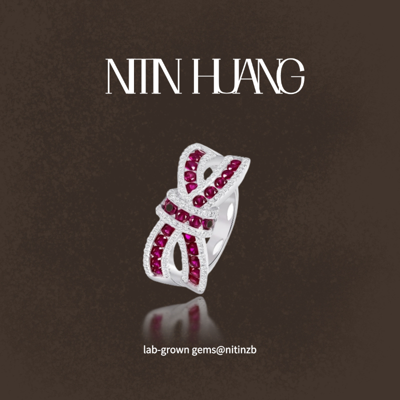NITINHUANG红宝石蝴蝶结丝带戒指