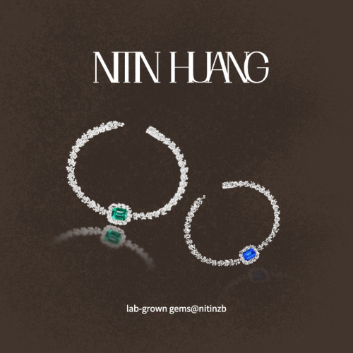NITINHUANG通体蓝宝石纯银手链