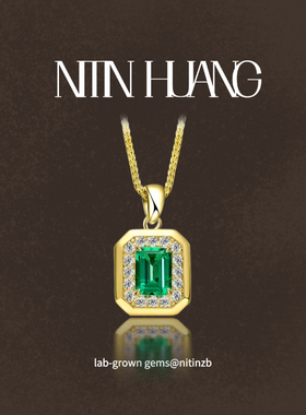 NITINHUANG 培育哥伦比亚祖母绿套链通体925纯银可伸缩香水瓶项链