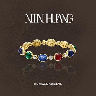 【会员立减】NITIN HUANG重工宴会高级手链培育彩色蓝宝石手链