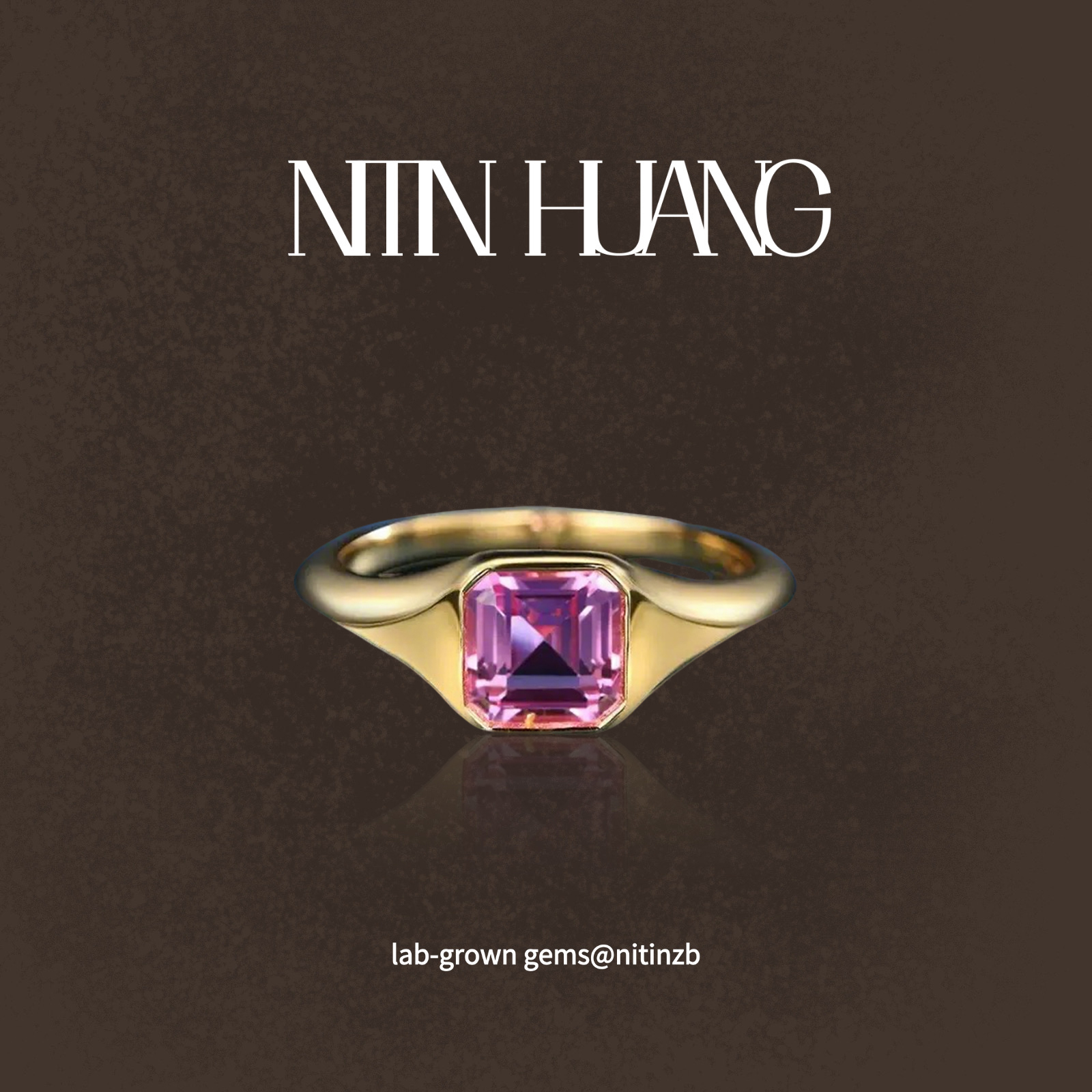 NITINHUANG正方形培育宝石戒指