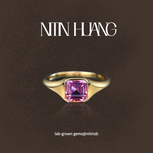 NITINHUANG正方形培育宝石戒指