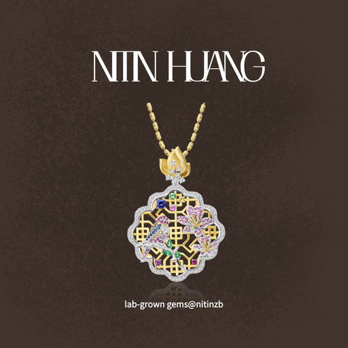 NITINHUANG培育蓝宝石彩色吊坠