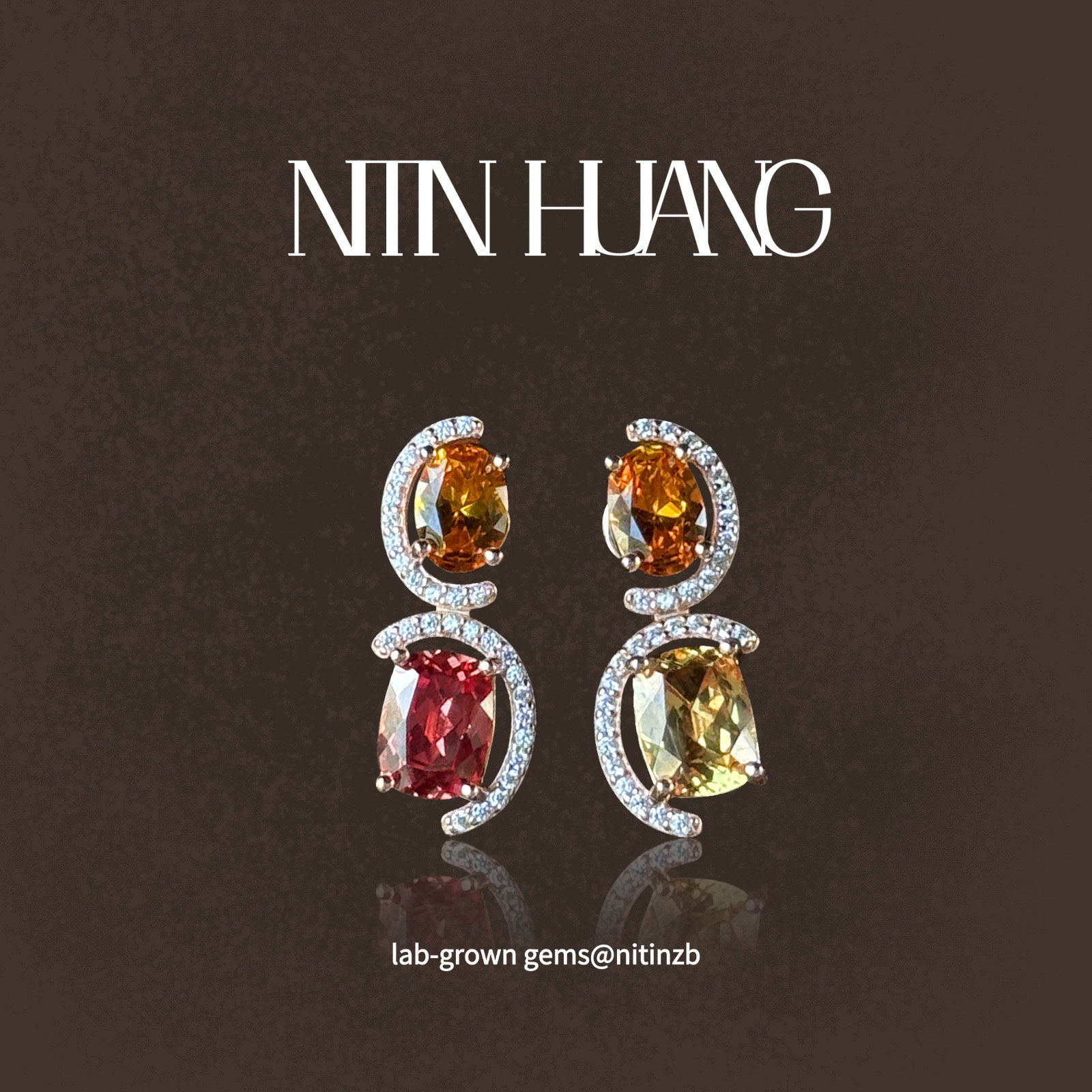 NITINHUANG2克拉黄蓝宝石耳钉