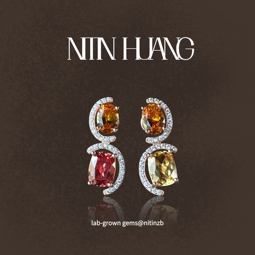 NITINHUANG2克拉黄蓝宝石耳钉