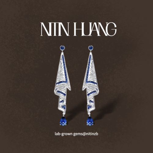 培育蓝宝石国风丝巾耳坠