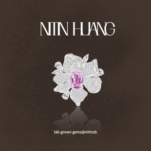 通体925纯银镀金 培育黄蓝宝2克拉方肥百搭花花戒指 NITIN HUANG