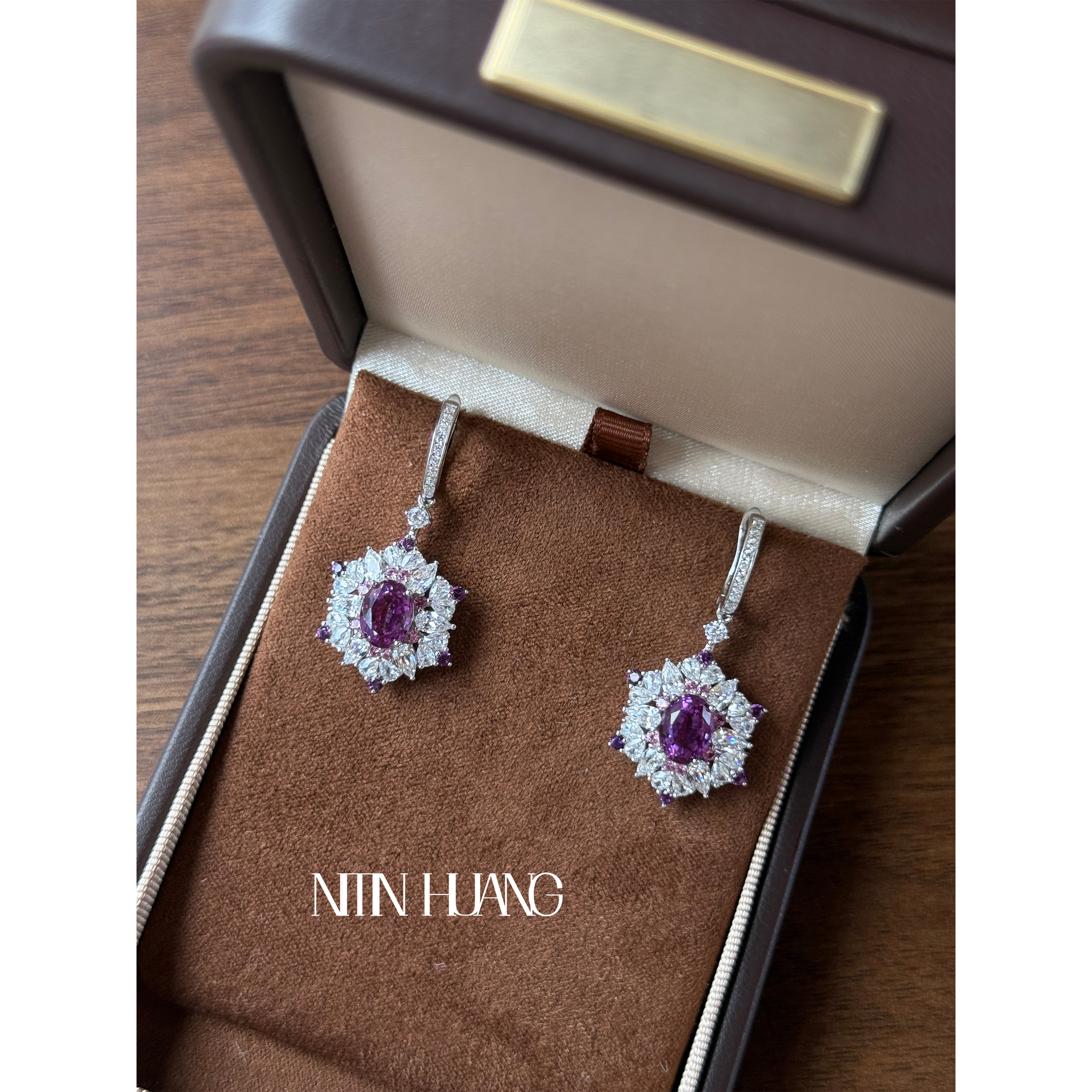 NITINHUANG培育紫蓝宝耳环