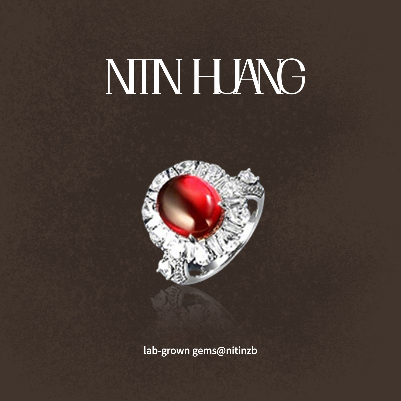 NITINHUANG蛋面T方戒指