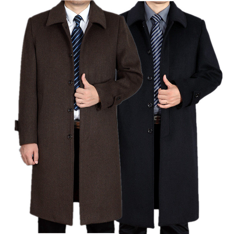 冬季中老年羊毛呢子大衣爸爸装男中长款过膝加厚保暖羊绒风衣外套|ruв категории Мужская одежда, ветровка - от Buy2taobao.com для оказания профессиональной услуги покупки агента Taobao