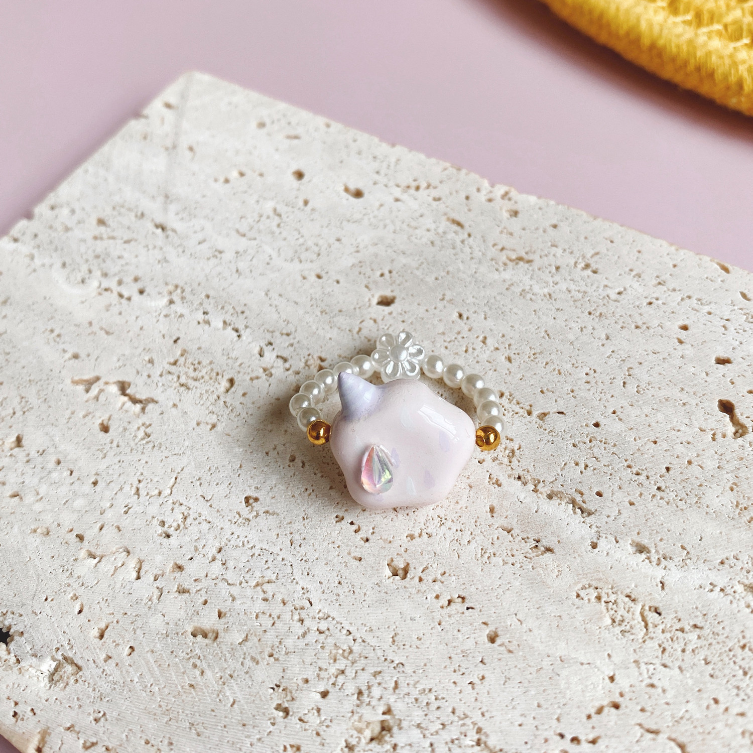 小野森林 | 设计师原创手工粘土可爱童趣云朵娃娃戒指