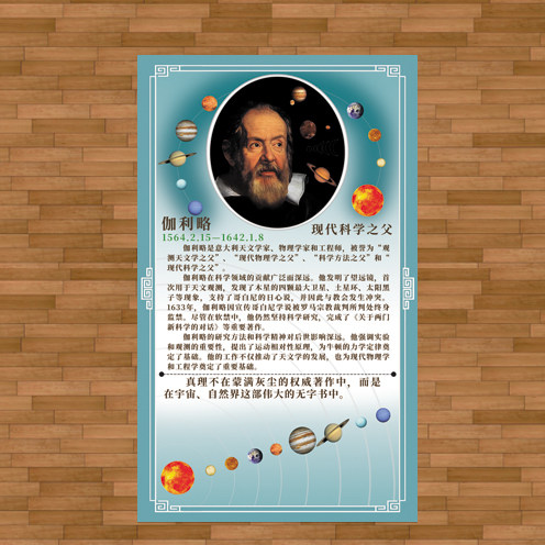 伽利略画像 科学家海报 教室劝学挂画学生励志装饰画科学精神贴画