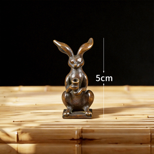 复古铜制生肖兔香插居家办公室桌面小摆件