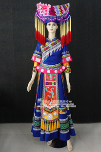 晴焱民族服装 量身定做 少数民族壮族桃花帽礼仪接待演唱盛装女装